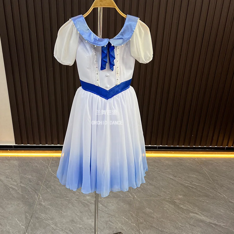 

BT01397 Высокое качество, индивидуальный размер, детская одежда для балета и танцев, синее длинное романтическое платье-пачка для девочек