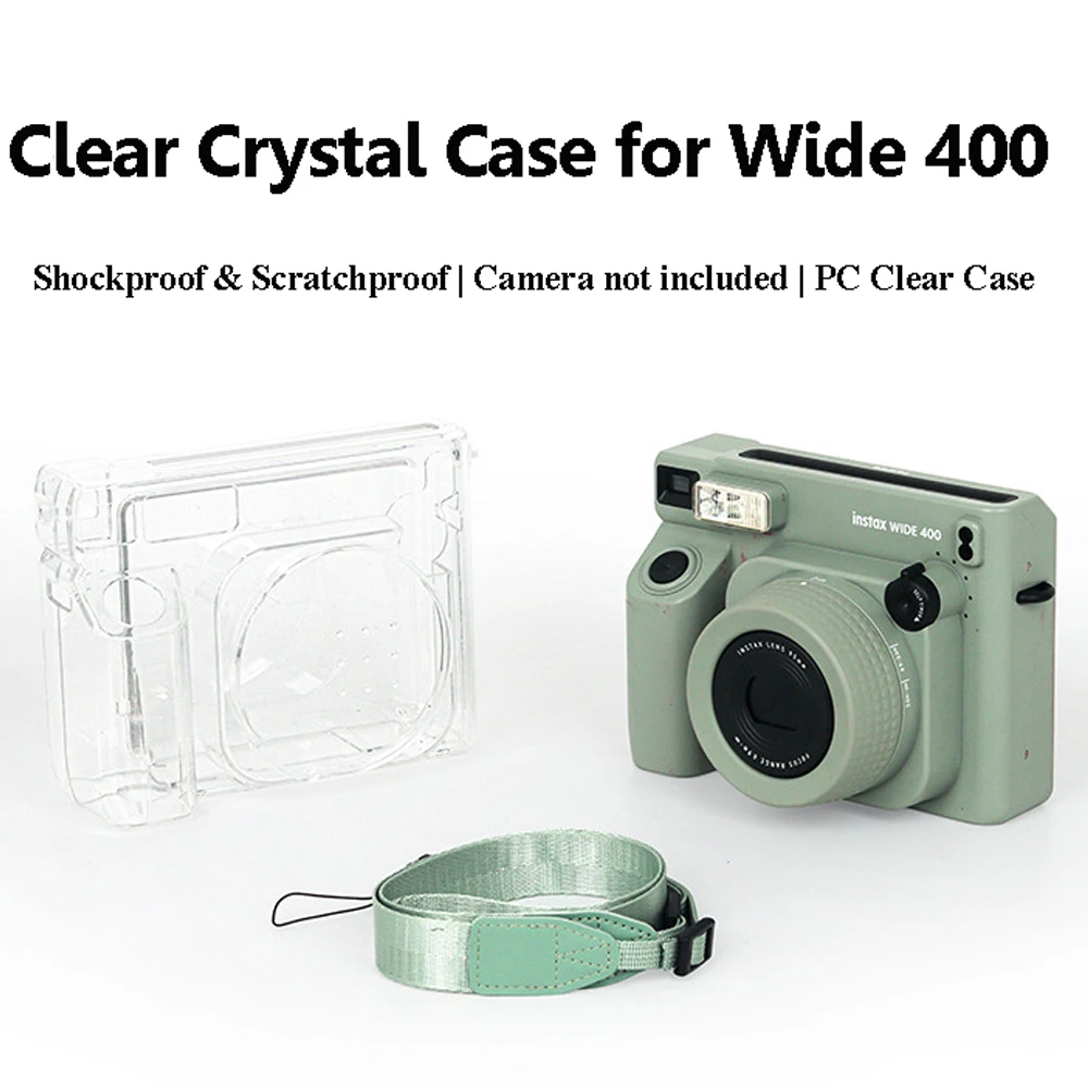 Transparent Case for Instax Wide 400 Anti-scratch Clear Protective Cover with Shoulder Strap for Wide 400 Camera Accessories