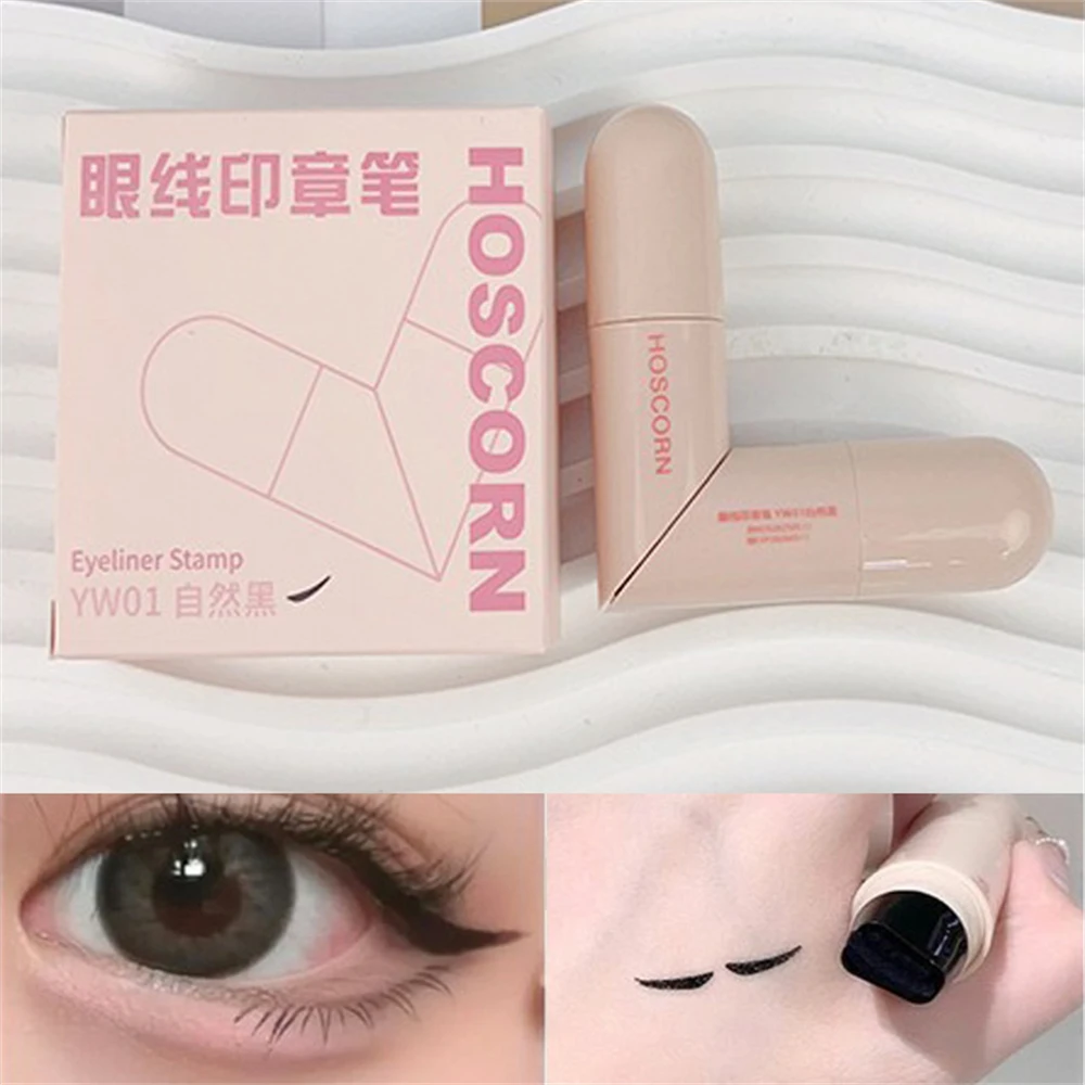 Rotierender integrierter Eyeliner-Stempelstift mit Doppelkopf für One-Touch-Anwendung, schnell trocknender flüssiger dreieckiger Eyeliner-Wing-Seal-Stift – Detail 6
