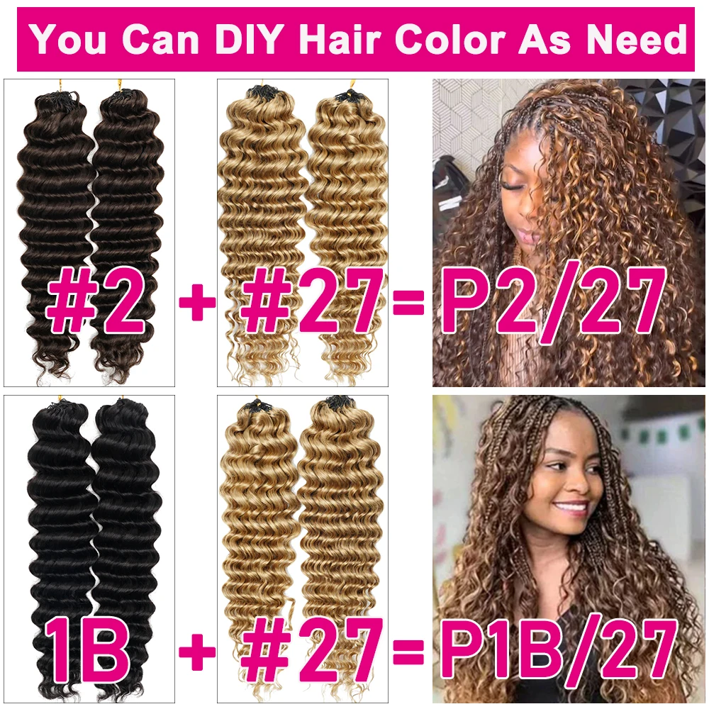 #27 Honey Blonde Miracle Knots Crochet Human Hair Deep Wave Feather Crochet Hair For Boho Braids Burmese Curly Crochet Hair Deep Wave Bundles 100% Human Hair Crochet Hair Extension Deep Curly Crochet  image 8