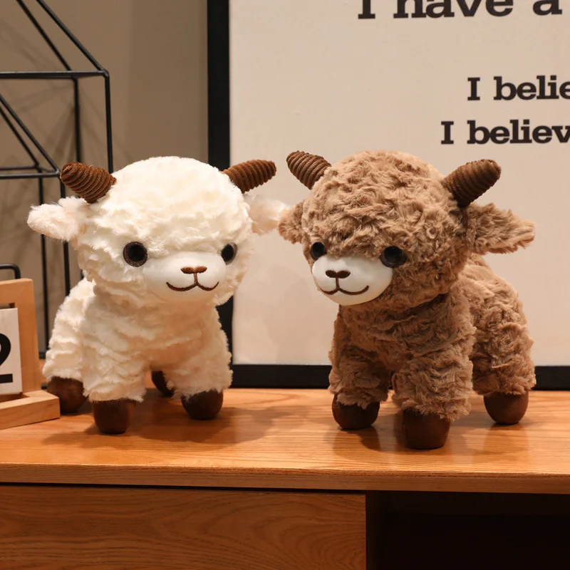 11/14/25cm Cute Sheep Plush Toy Standing Posture Big Eyed Sheep Plush Doll Simulated Sheep With Sheep Horn Doll Child Gift
