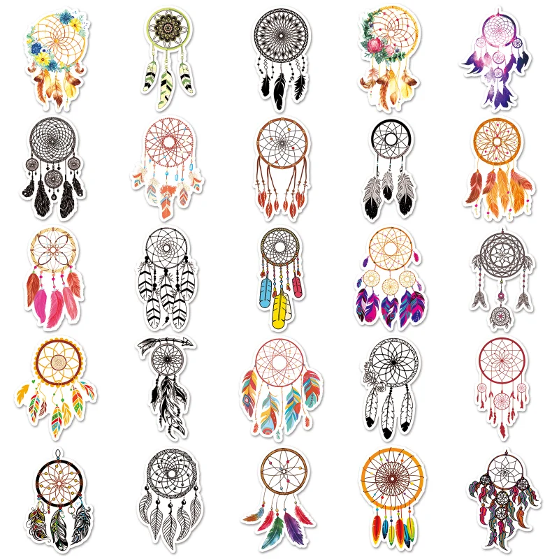 10/25/50pcs Dream Catcher Graffiti Stickers Aesthetic for Guitar Laptop Pad Phone Fridge Luggage Water Bottle Scrapbook