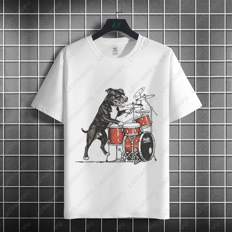 Funny Funny Zombie & Staffy Graphic T-shirt 100% Cotton Short Sleeve Humor Style Casual Streetwear Sports Tshirt Men Clothing