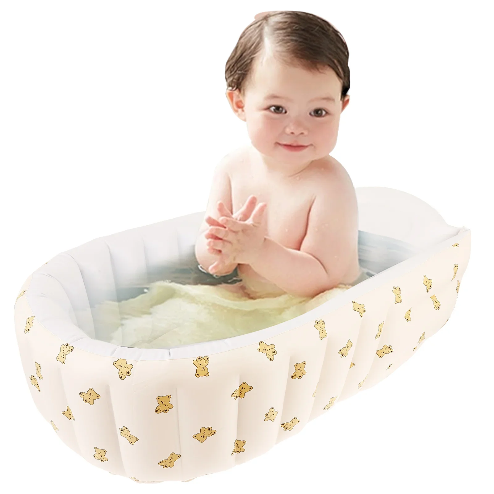 

Baby Swimming Bathtub PVC Toddler Bath Tub Built in Air Pump Foldable Travel Shower Basin Inflatable Pool Children's Bathtub New