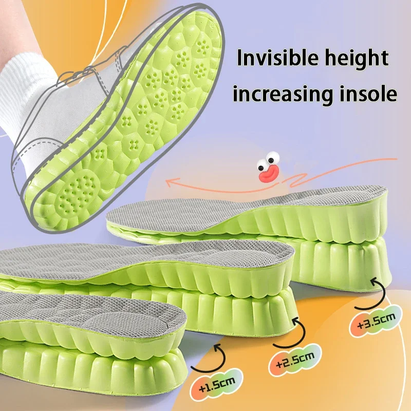 1 paar/2 Paar Neue Stoßdämpfende Schuhsohle Weiche Bequeme Sport Einlegesohle Höhe Erhöhen Einlegesohlen Atmungsaktive Anti-geruch Einlegesohle