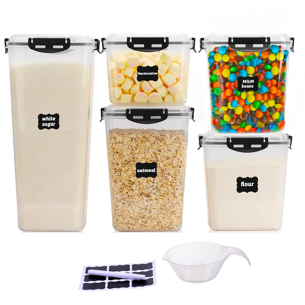 

Airtight Storage Containers 5-pack sealed With LIDS BPA-free Waterproof Pantry Tissue Dry Food Grains High Quality Plastics