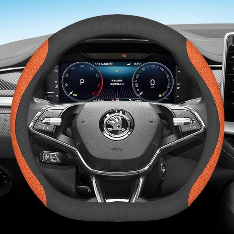 

for Skoda Kodiaq Karoq 2017 2018 2019 2020 2021 2022 2023 Car Steering Wheel Cover PU Leather Non-slip Auto Accessories