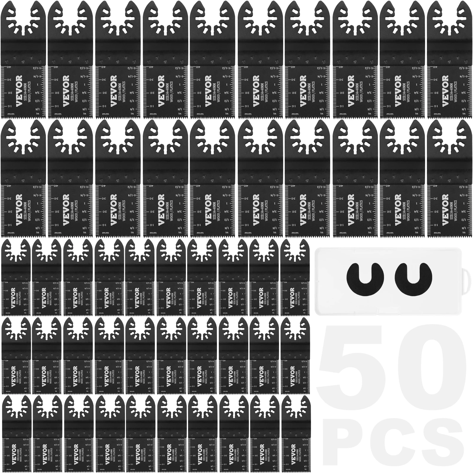 VEVOR 50PCS Oscillating Saw Blades Quick Release Dewalt Multitool Blades for Wood Cutting Plastic Renovator Power Tool
