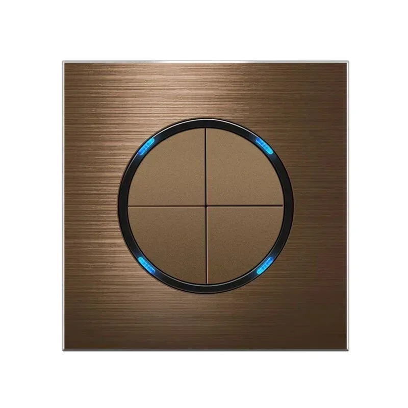 Hoge kwaliteit koffiekleur universele Retro Eu FR 220V wandlichtschakelaar, resetknopschakelaar stopcontact met LED-indicator - afbeelding 2