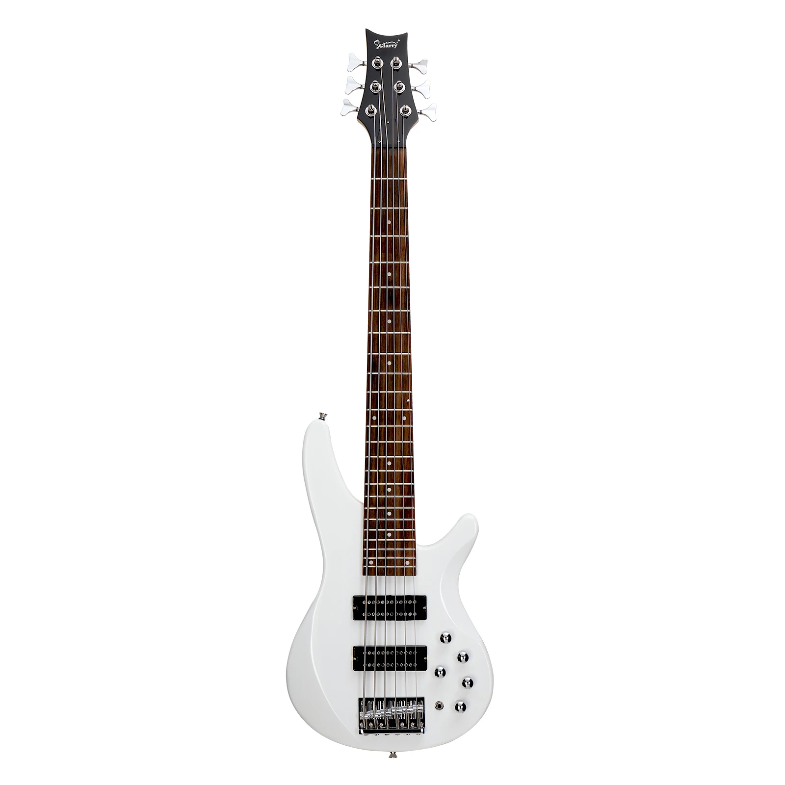 44 Inch GIB 6 String H-H Pickup Laurel Wood Fingerboard Electric Bass Guitar with Bag and other Accessories White