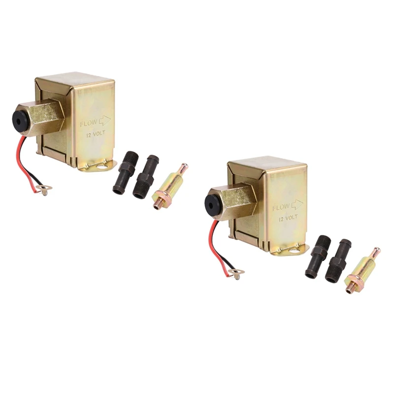 2X Electric Fuel Pump 12V 4-7Psi Universal Self Priming Heavy Duty Gas-Crude Oil In-Line In-Tank Electric Fuel Pump