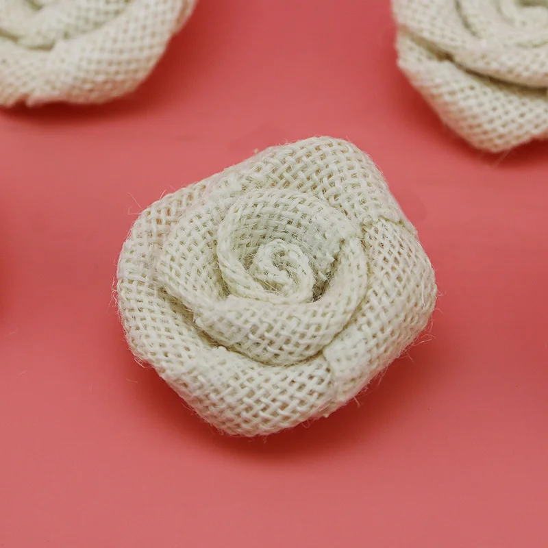 

(5 Pcs/pack) 50mm Linen Rose Twine Woven Artificial Plants Antique Hair Decoration Wedding Dress Decorations Party Accessories