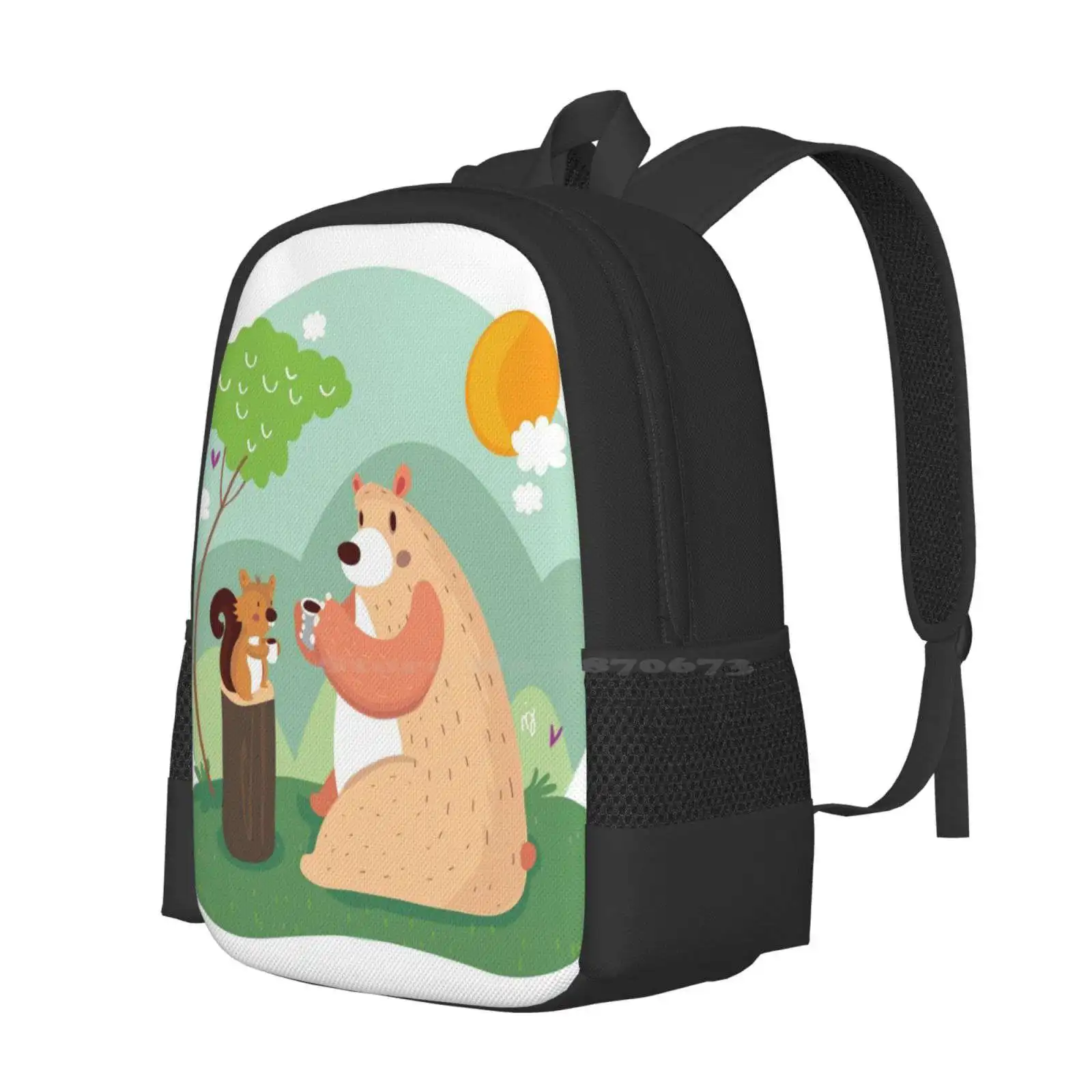 Tea Time Hot Sale Schoolbag Backpack Fashion Bags Squirrel Bear Cute Children Storybook Colorful Mjdaluz