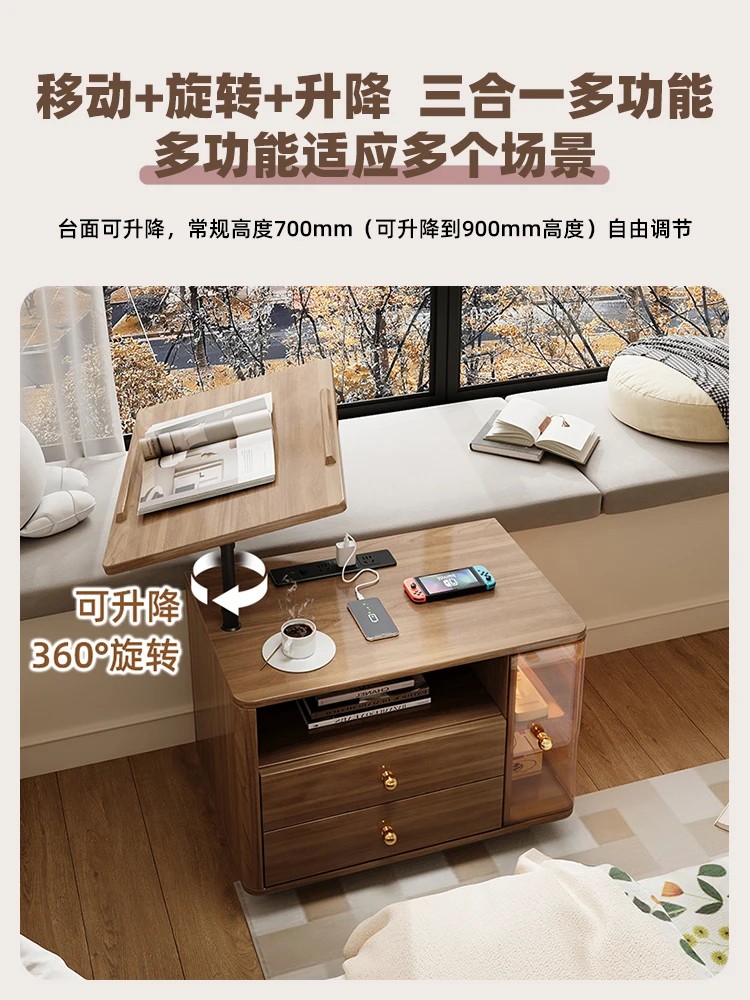 

Movable sofa side few trolleys coffee table bedroom lifting bedside antique shelf cabinet