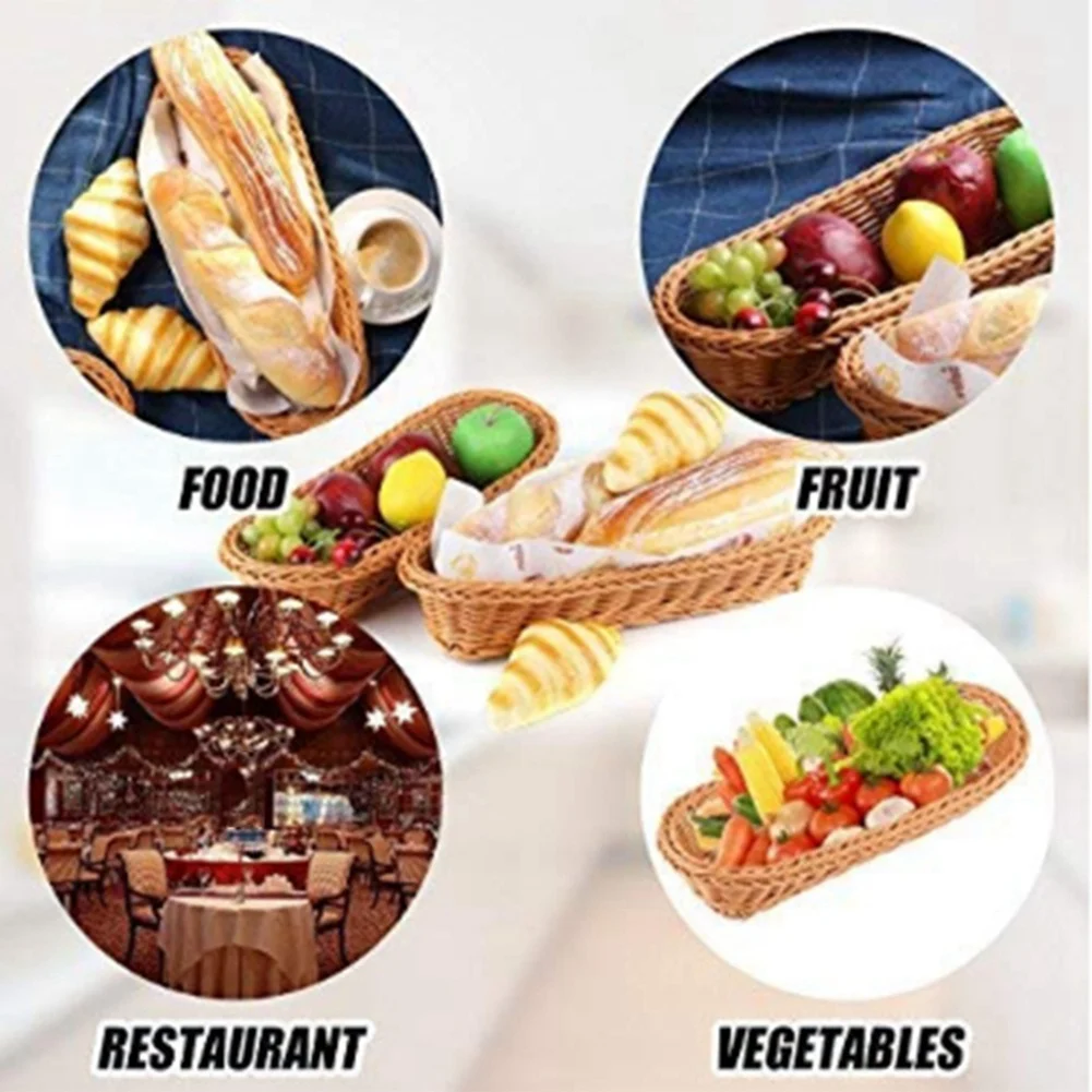 ABWR-2X سلة خبز منسوجة بيضاوية الشكل، سلة تقديم، سلة تخزين 14 بوصة