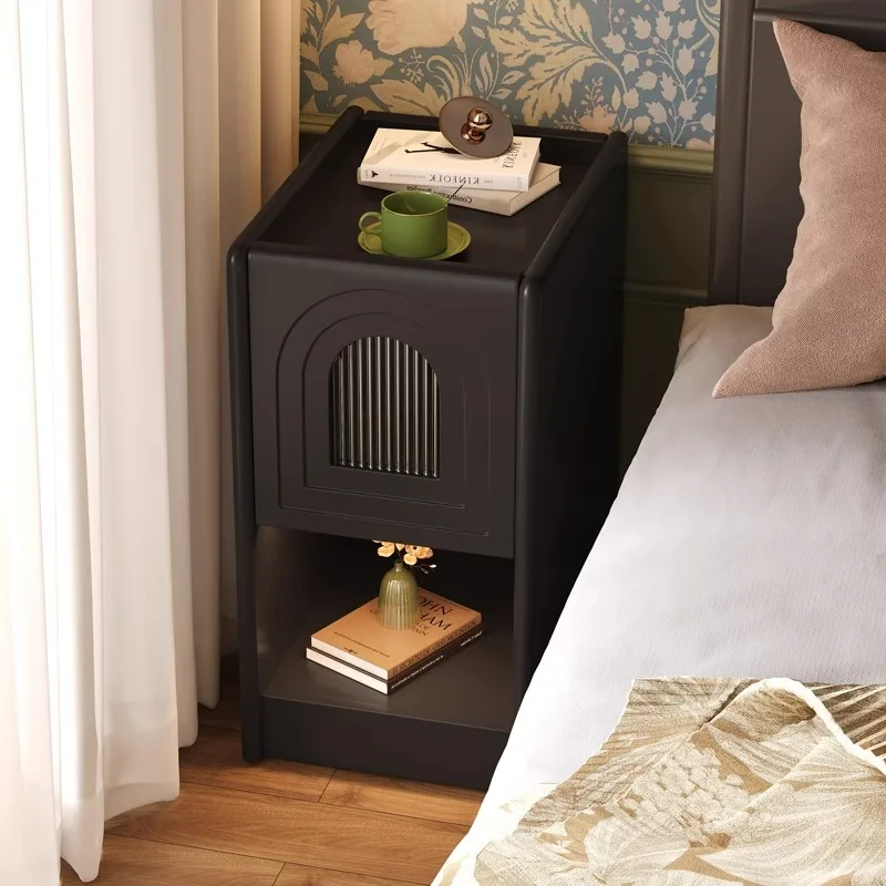 

DSA retro solid wood bedside table walnut narrow bedside table medieval bedroom storage storage locker