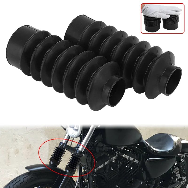 39mm Motorbike Front Long Fork Cover Gaiters Boot Shock Absorber 2Pcs For Harley Dyna FXD Sportster XL883 XL1200