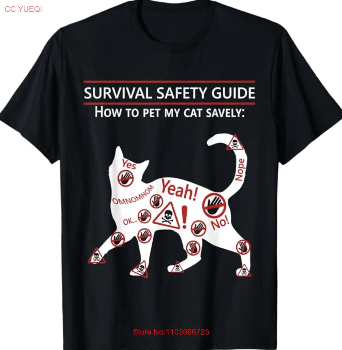 Cat Petting Guide - Survival Safety Guide For Guests - Cats T-Shirt