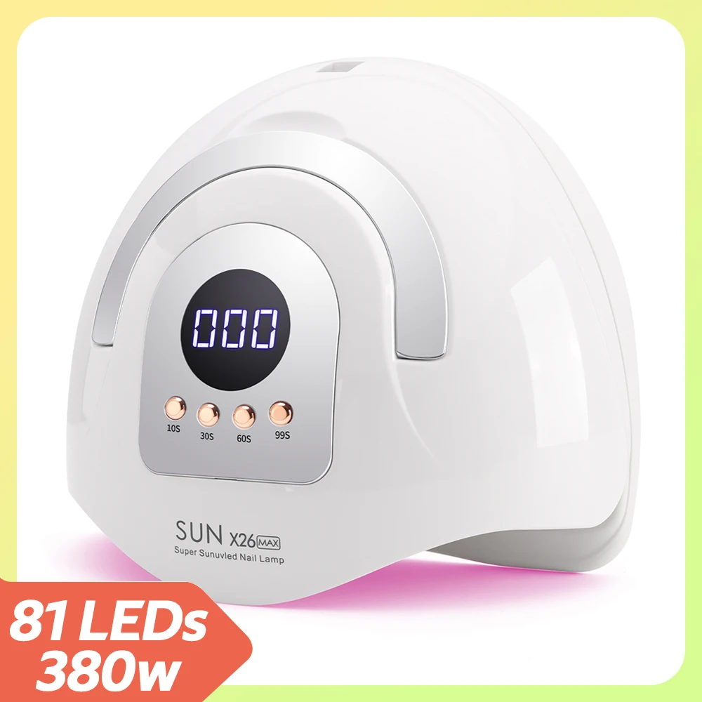 380W LED UV Light Dryer for Nails Gel Polish with 81LEDs 4 Timer Setting HD Display Screen Auto Sensor Professional Nail Light