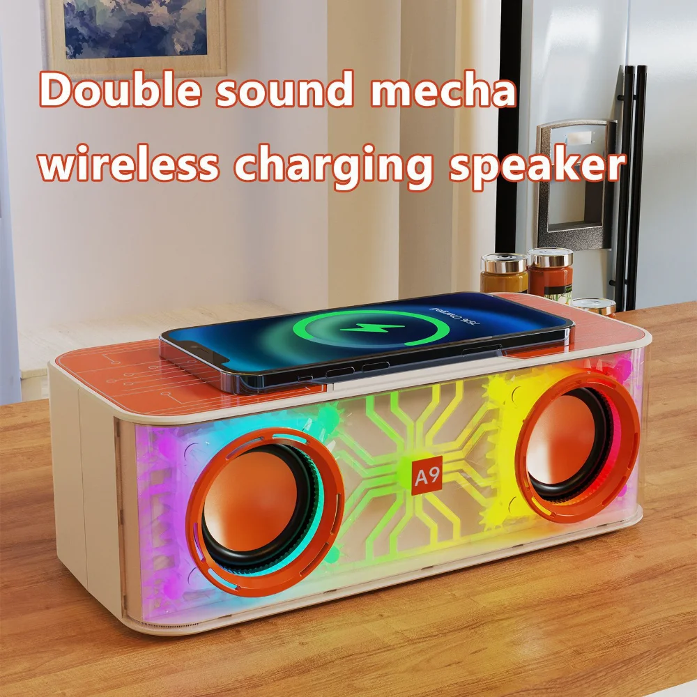 VYOPBC Mecha Bluetooth Speaker RGB Wireless Charging Multifunctional Audio Subwoofer High Quality Sound