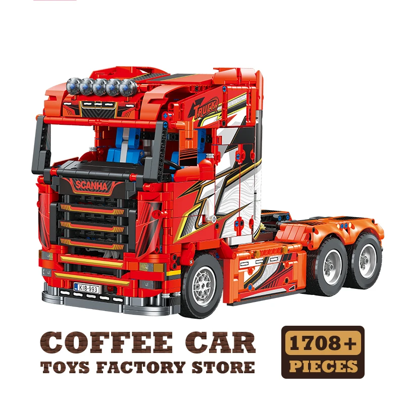 Zware vrachtwagen MOC Bricks Model STEM Trailer Auto Technische blokken Set Transportvoertuig Bouwspeelgoed Volwassen kind Verjaardagscadeaus
