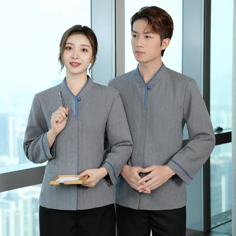 

Рабочая одежда для уборки в отелях для женщин, с длинными рукавами, осенне-зимняя, подходит для работы в сфере управления недвижимостью, уборки помещений и клининговых служб.