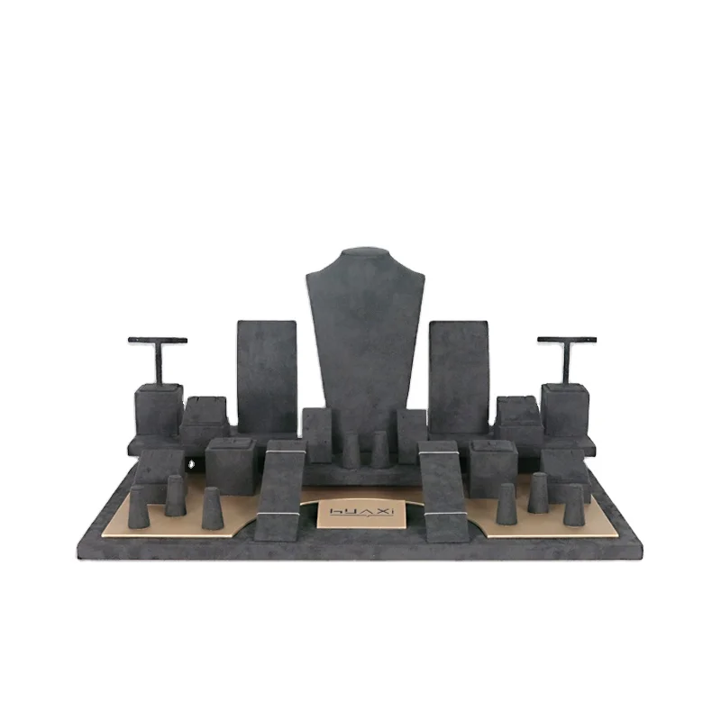 custom.Luxury Showcase Velvet Jewelry Display Sets With Stand Chocolate Brown