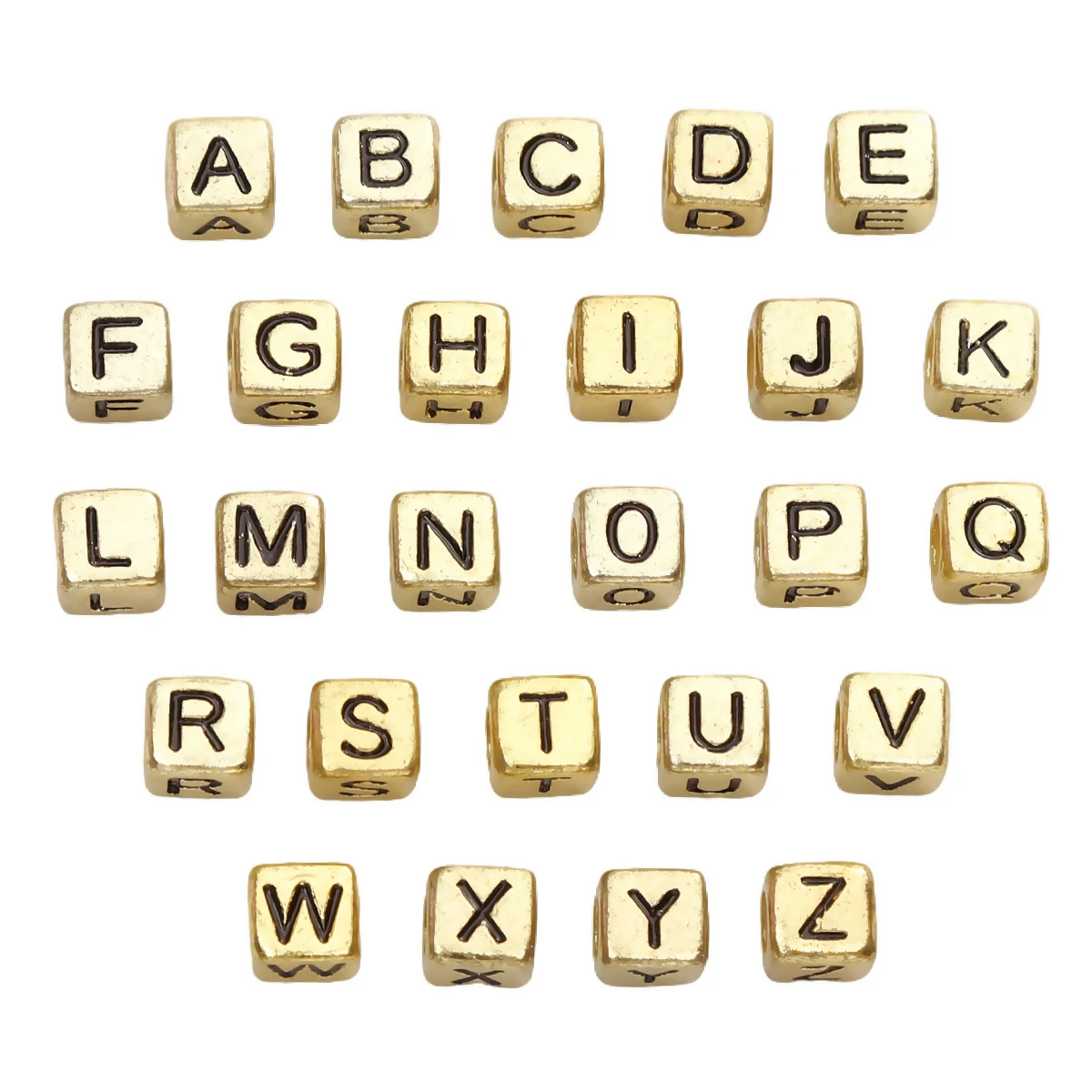 

50pcs/lot 6mm 26 Letters Pattern Antique Gold Color Acrylic Beads Square Loose Beads for Jewelry Making DIY Bracelet Accessories