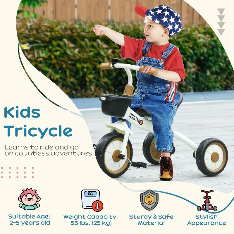 Triciclo infantil ajustável resistente para meninos e meninas adequado para brinquedos de ciclismo ao ar livre e interno com jogo ativo