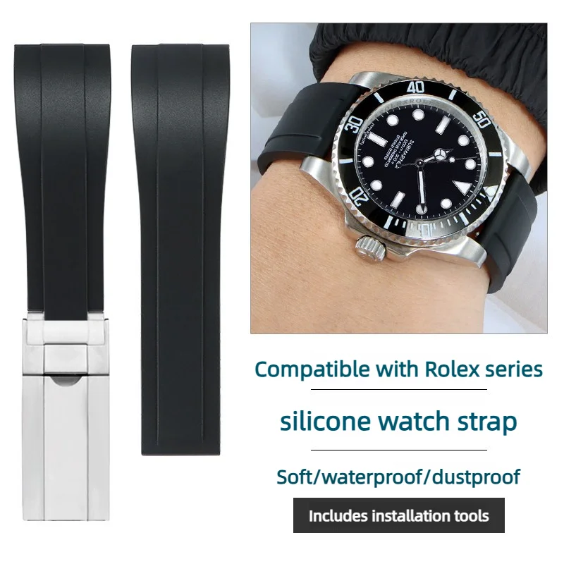 7 color Rubber Watchband For Rolex GMT Water Ghost DAYTONA Seiko Tudor Silicone men watch Strap Cuttable Bracelet 20mm 21mm 22mm