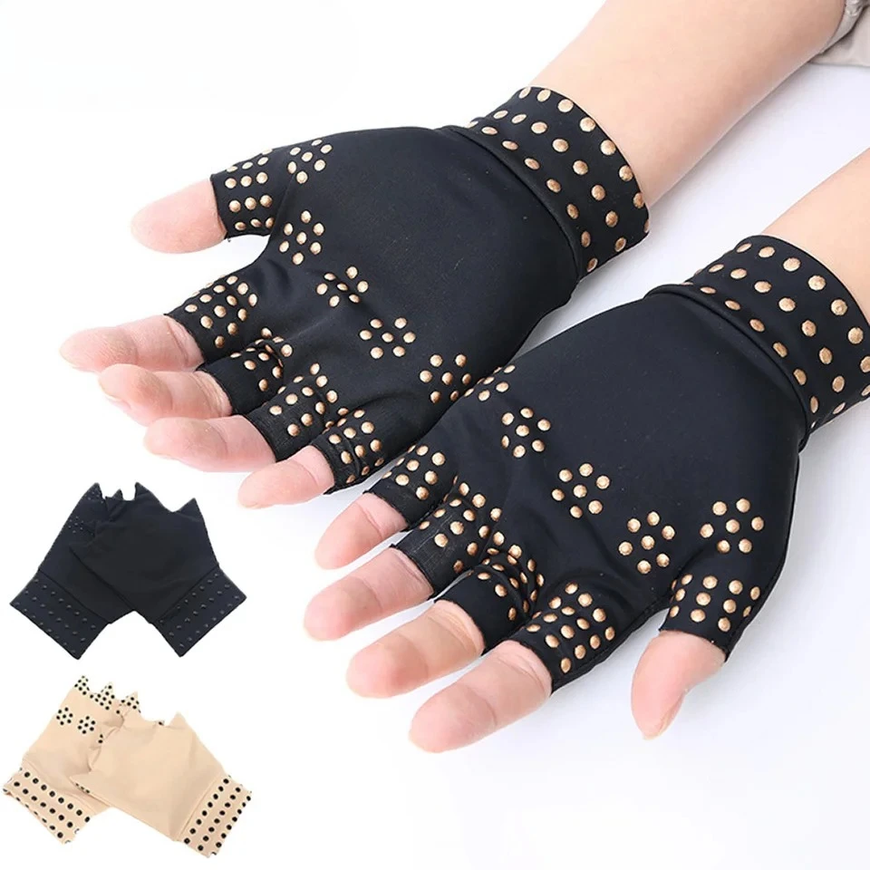 Dispensing Pressure Half Finger Gloves Outdoor Fitness Riding Gloves Non-slip Rehab Gloves Magnetic Physical Therapy
