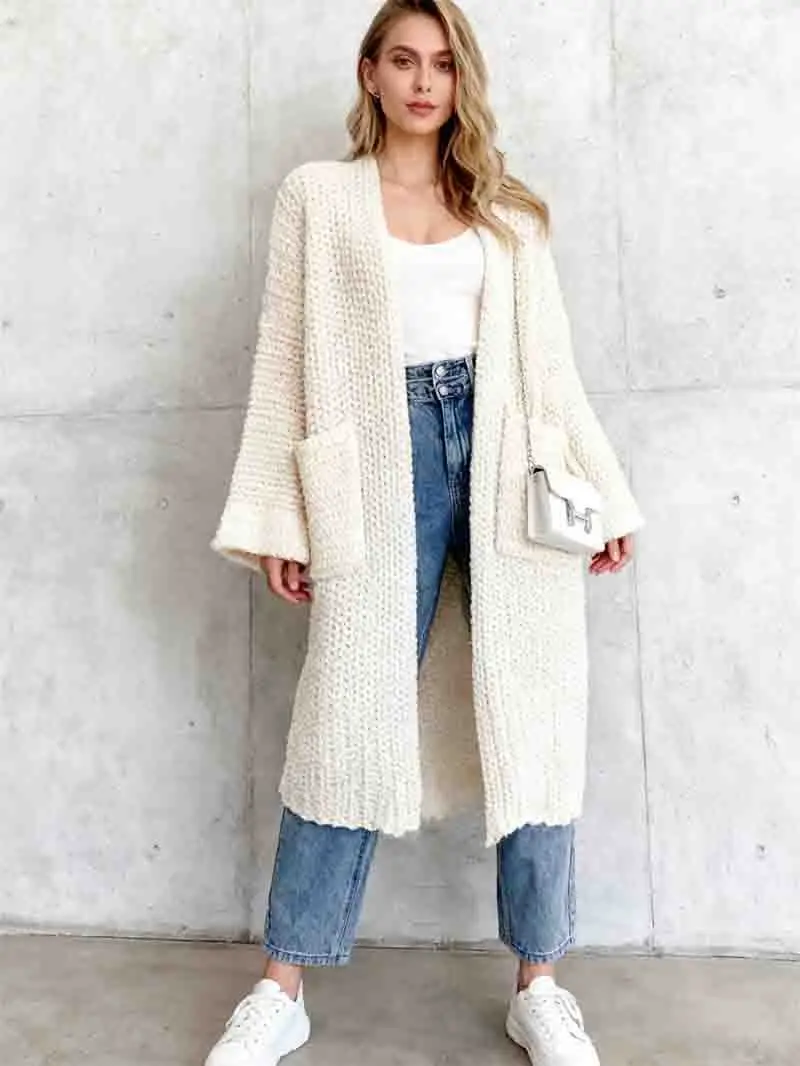 

Mid-Long Cardigans Dark Pink Womens Fall Button-Decorated Half-Zipper Cable Classic Print Vintage Fur-Trim Solid-Coloured Tender