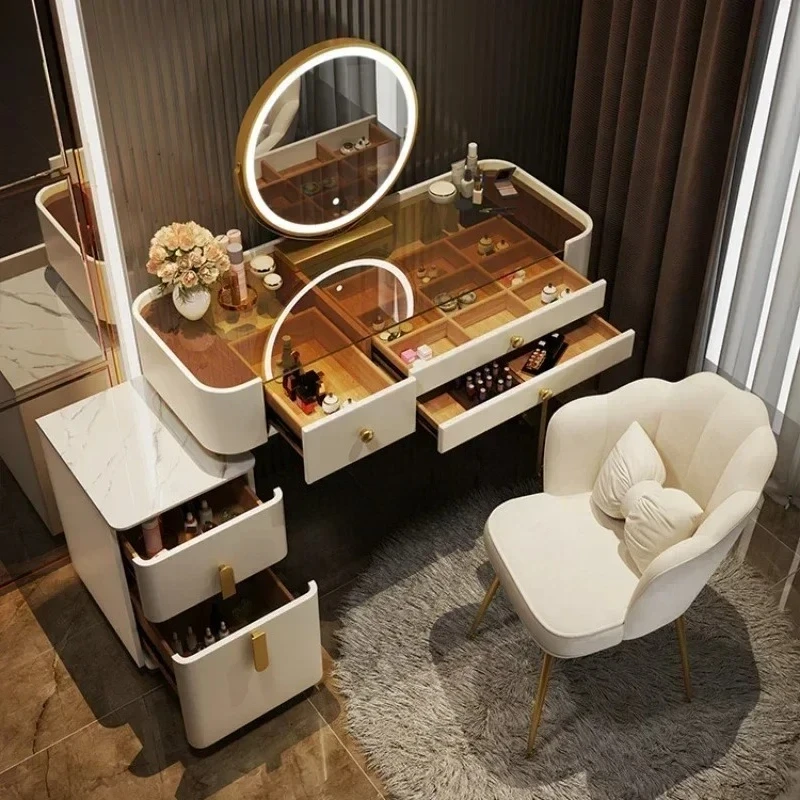 

Vanity Makeup Bedroom Vanity Makeup Toiletries Desk Luxury Furniture Pink Makeup Mirror Closet Organizer Silver Dresser Nordic