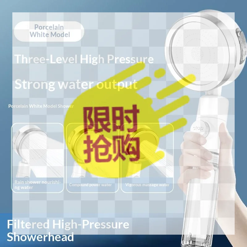 Portable With Filter Shower Head High Pressure 3 Mode Handheld Showerhead Water Saving Purifier Filter For Bathroom Accessories