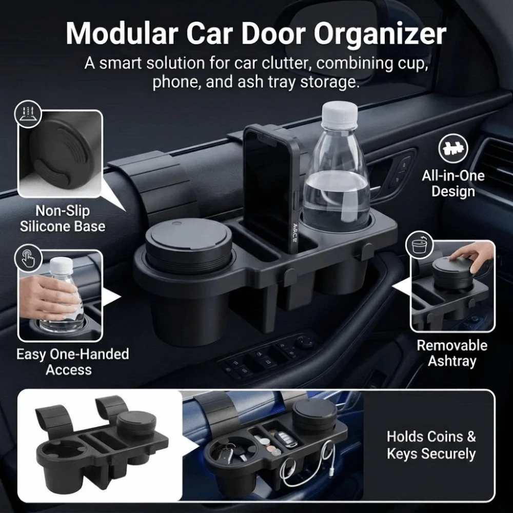 ABS Car Window Organizer Hanging Charging Opening Car Cup Holder Flexible Cup Grips Utility Hooks Car Phone Storage Rack