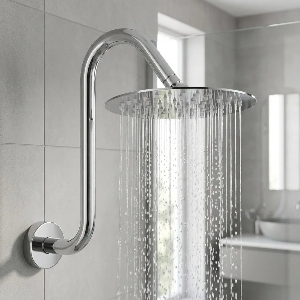 10‑Inch S‑Shaped Stainless Steel Shower Arm Extension Hose, Flexible Shower Head Pipe Replacement For Bathroom Fixture