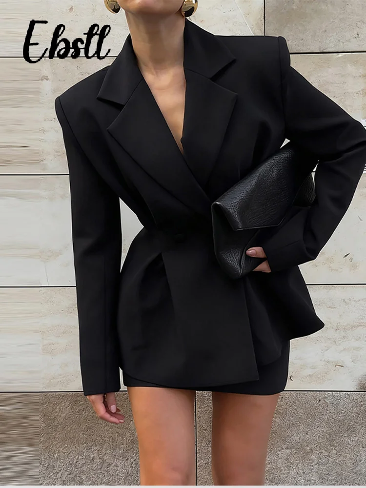 

Элегантный пиджак с v-образным вырезом и пуговицами, комплект с юбкой, женские уличные пальто с длинными рукавами, тонкая мини-юбка, новинка 2023 года, женский наряд