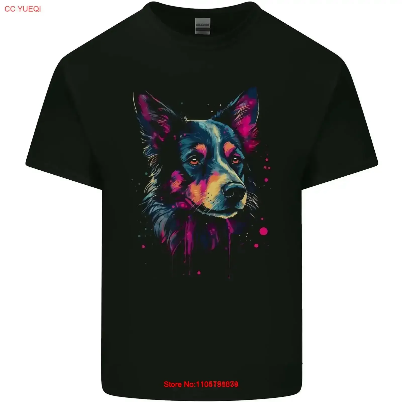 تي شيرت رجالي من القطن الخفيف رائع من Border Collie Dog تي شيرت عتيق مغسول ناعم من أوم أنيق ملابس الشارع الشهير عتيقة