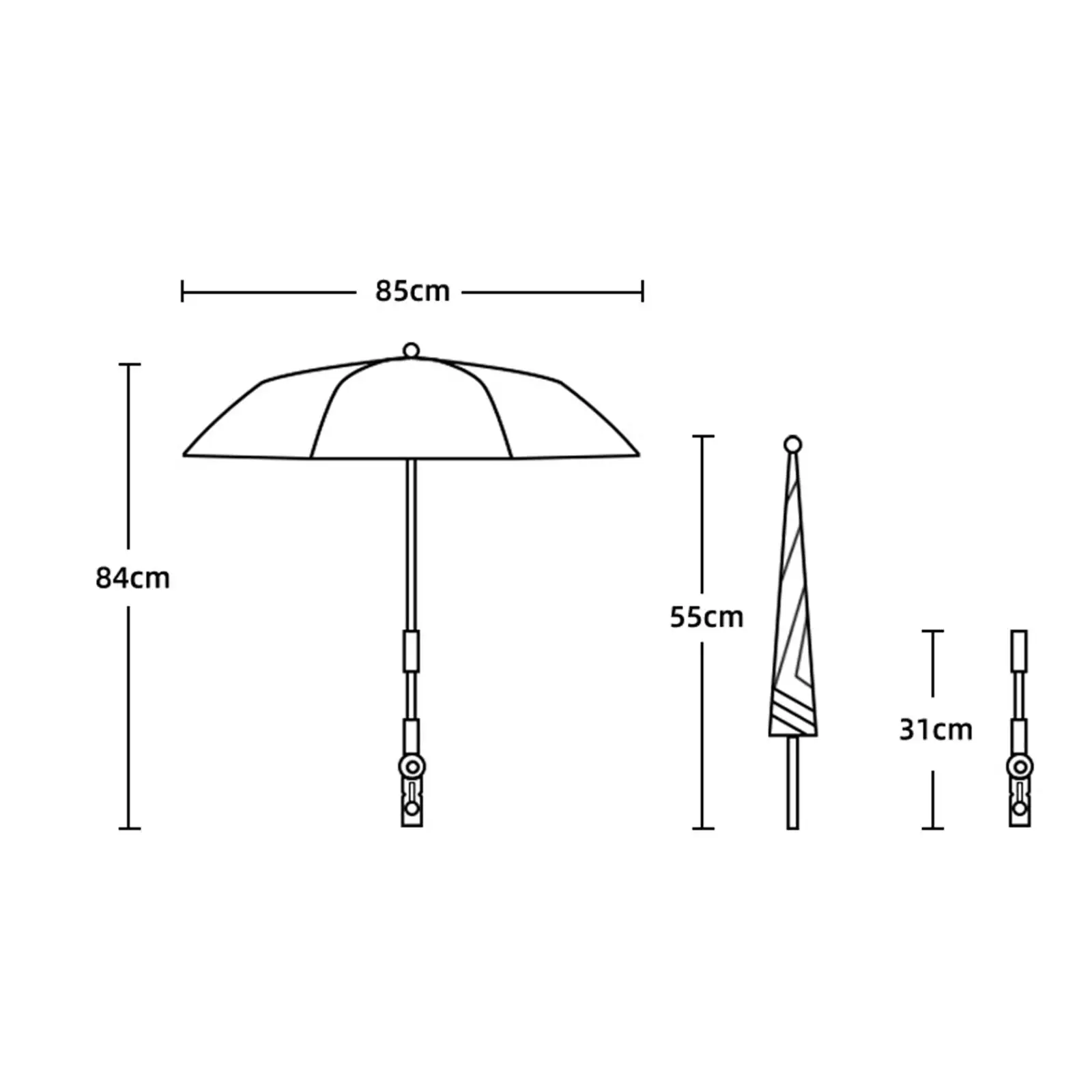 Baby Stroller Parasol Sun Protection Summer with Handle Hook Universal Sunshade