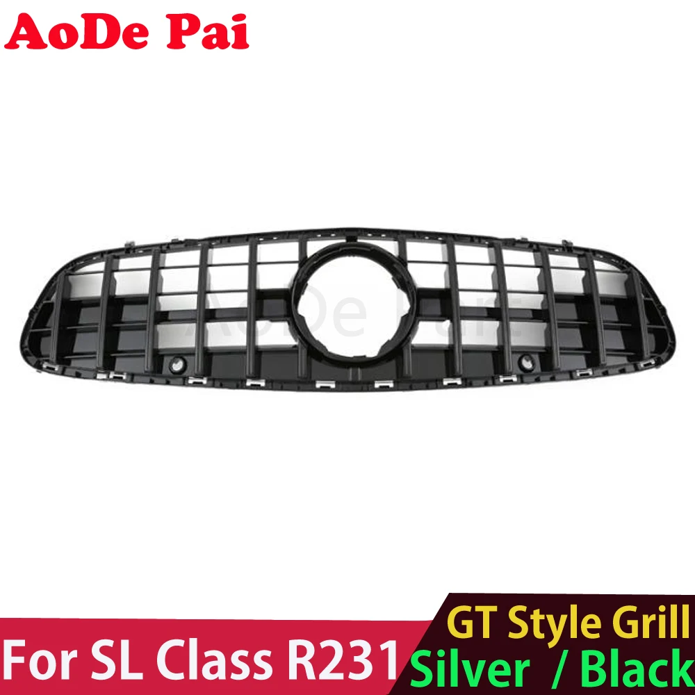 R231 Grille ABS GT GTR Panamerinaca Style Front Bumper Grill Hood for Mercedes SL Class R231 SL350 SL400 SL500 SL550 2013-2021