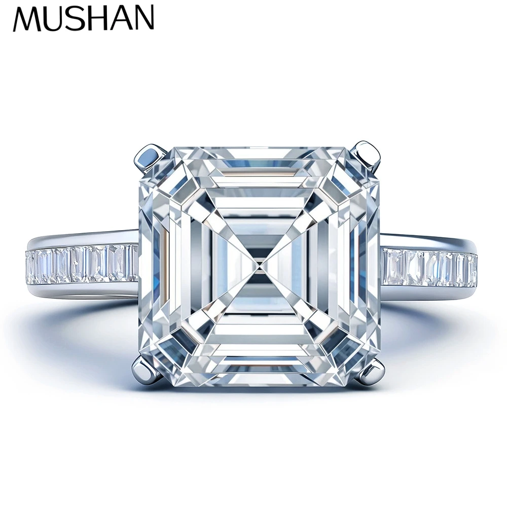 

MuShan Brand Jewelry 925 Sterling Silver Ring D Color Moissanite Present Ring for Spouse 18K Gold Plated MST Patent Fine Rings