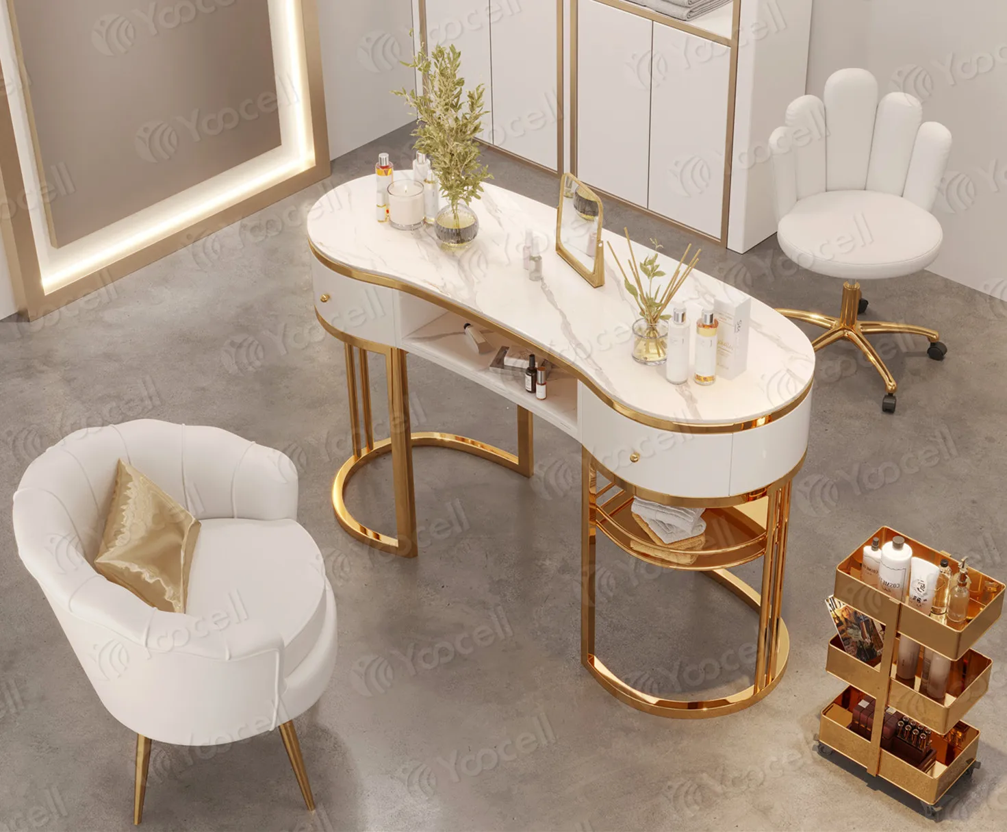 Yoocell Salon Furniture Manicure Table And Chair Nails Table Salon Manicure Desk White Manicure Table