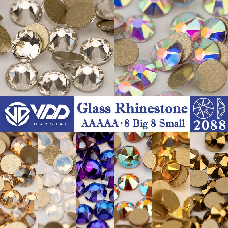 VDD SS16-SS30 High Quality AAAAA 2088 Rhinestones Crystal Flatback 8 Big 8 Small 16cut Stones For DIY Crafts Nail Art Decoration