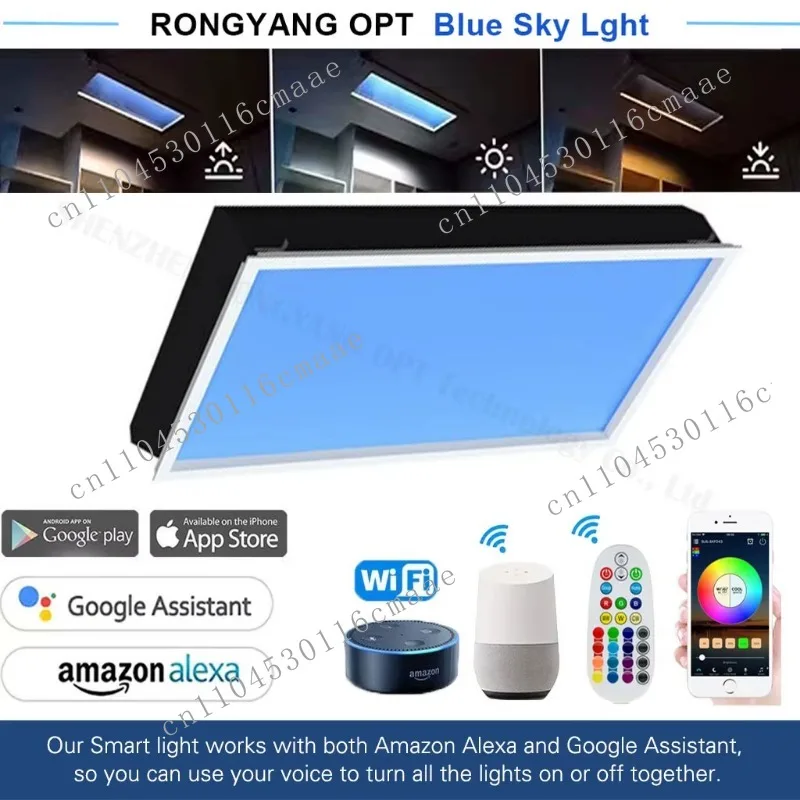 Smart Tuya Alexei 200W Ceiling Blue Sky Lighting Emitting Diode Panel Artificial Skylight Virtual Sunlight