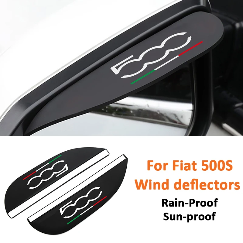 

2PCS Car Wind deflectors For Fiat 500 500S 500L 500X Rearview Mirror Rain Eyebrow Silicone Rain Shield Sun Shade Cover