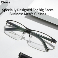 Xbora Ultralight Half Frame Men's Business Alloy Glasses Frame Optical Prescription Glasses New Classic Large Size Eyewear 34608
