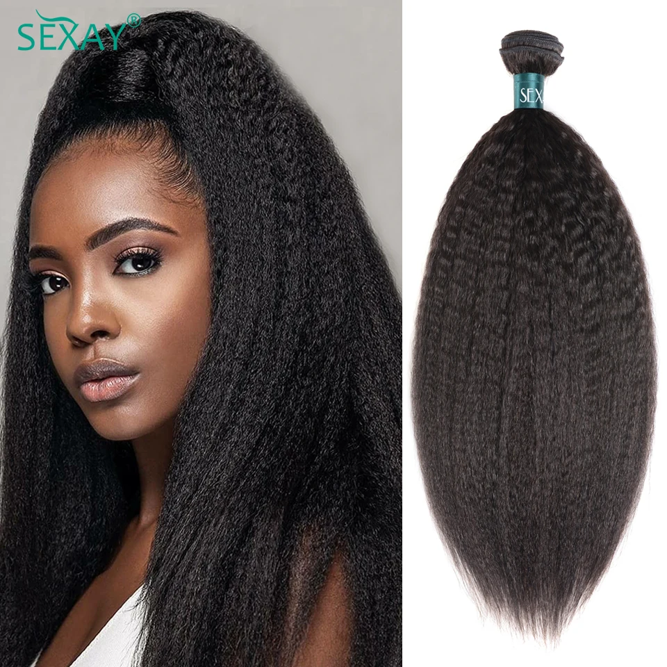 Kinky Straight Unprocessed Virgin Human Hair Bundles 100% Brazilian Coarse Yaki Human Hair Weaving 10-30 Inch Yaki Straight Hair