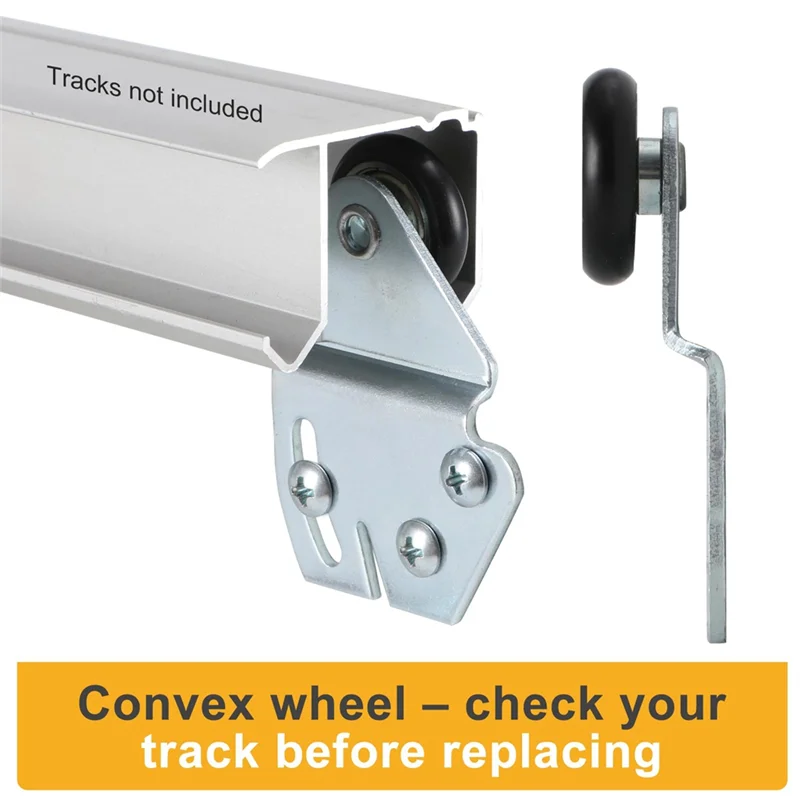 B84B-Sliding Closet Door Roller Kit-Top-Hung Door Replacement Hardware Including 1-Inch Convex Ball Bearing Wheels