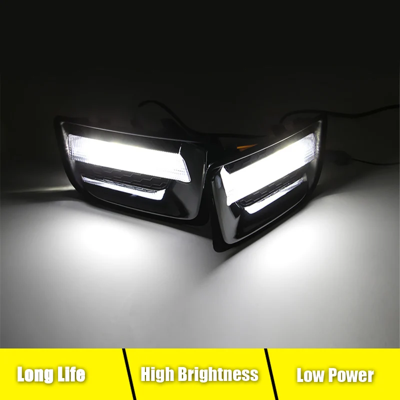 2Pcs Front Bumper Fog Lamp Cover Frame Assembly White LED DRL Daytime Running Light Fit For Isuzu D-max Dmax 2014 2015