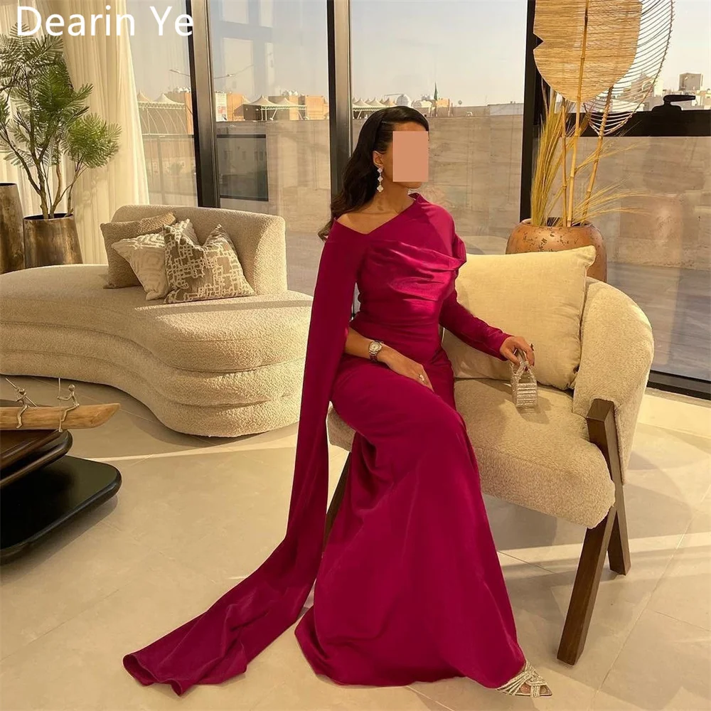 Customized Evening Gown Formal Dearin Asymmetrical Column Floor Length Skirts Draped Vertically Bespoke Occasion Dresses Saudi A